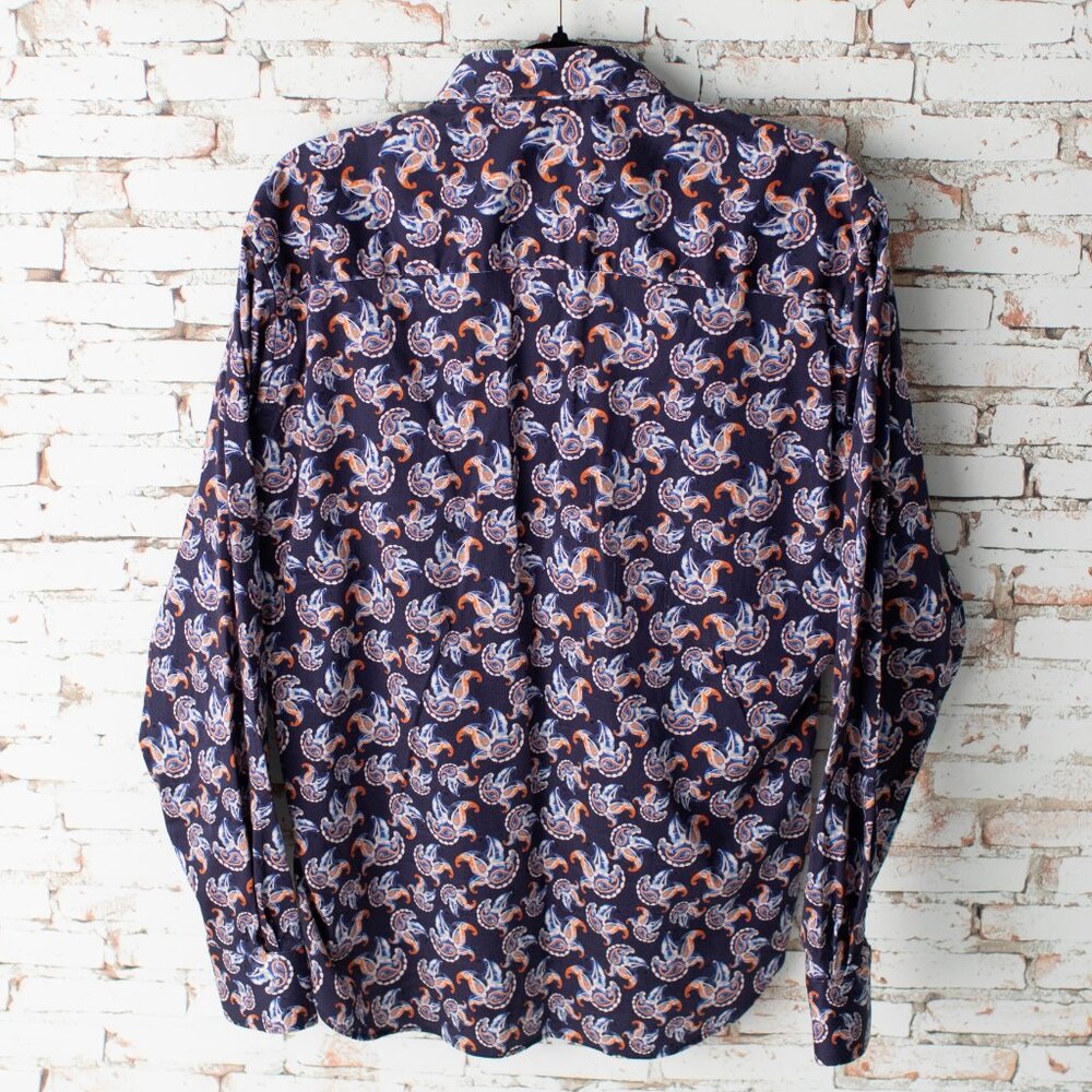 Visconti Black Paisley Long-Sleeve Button-Down Shirt Men's Large - Picture 6 of 9